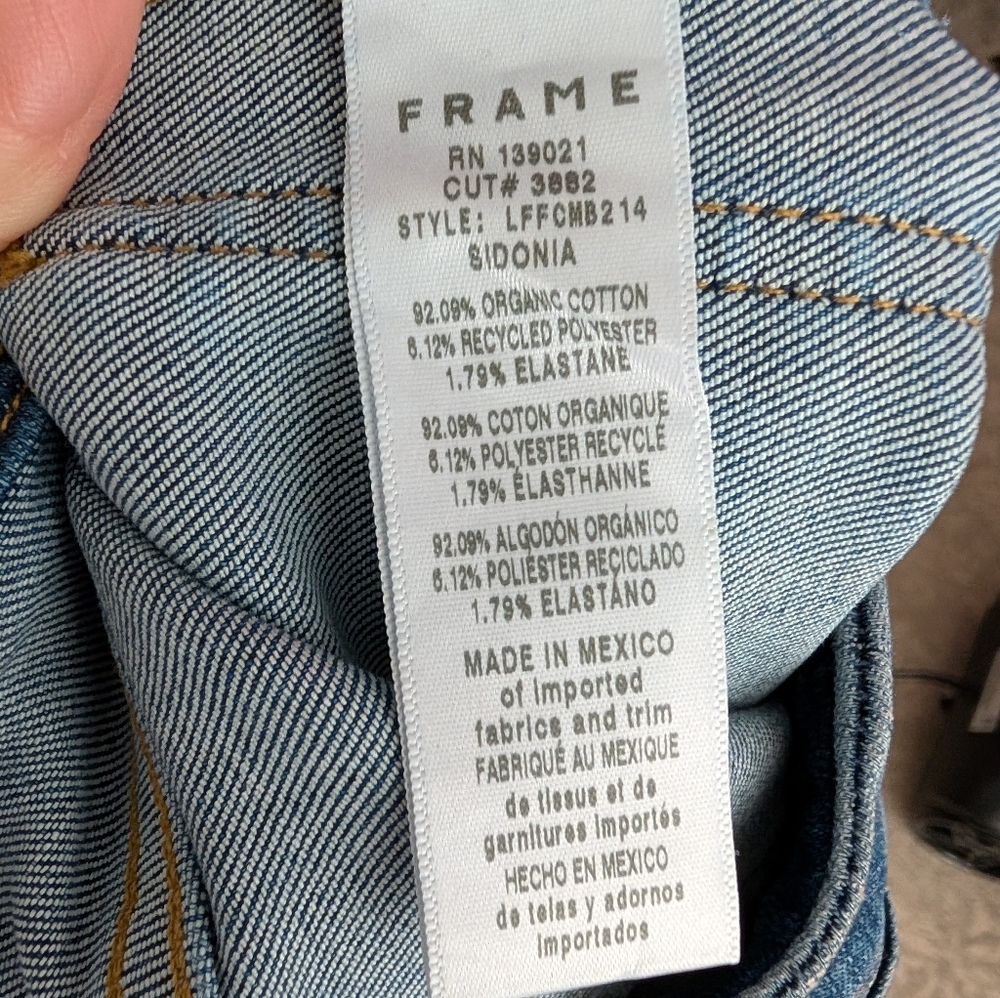 FRAME Sidonia High Rise Flare Jeans Size 25 Blue Organic Cotton Sailor Button - Picture 7 of 8